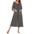 thumbnail image 1 of Faithtur Robe de Nuit d'Été pour Femme Grande Taille à Rayures Col Rond Fermeture Éclair Jupe de Sommeil, 1 of 7