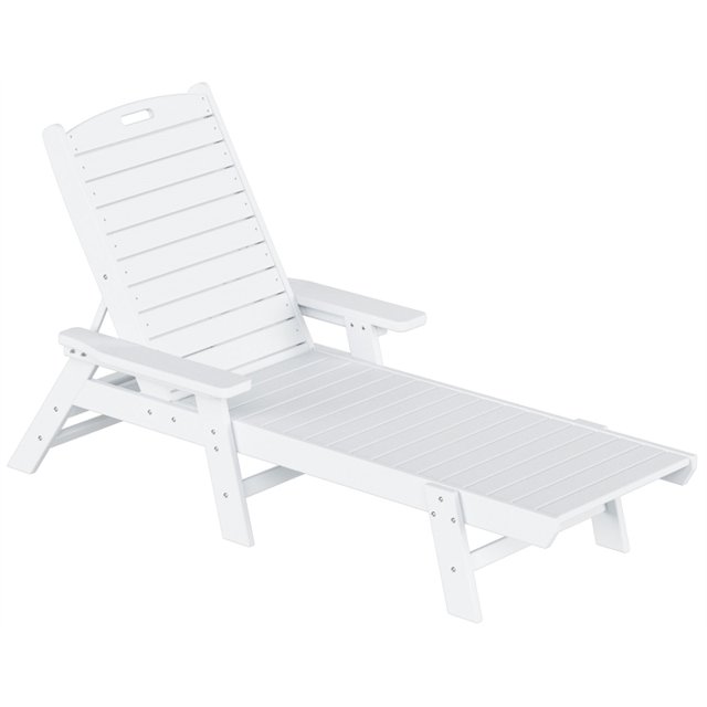 Bayport Chaise Longue Inclinable en Plastique HDPE pour Extérieur en Blanc