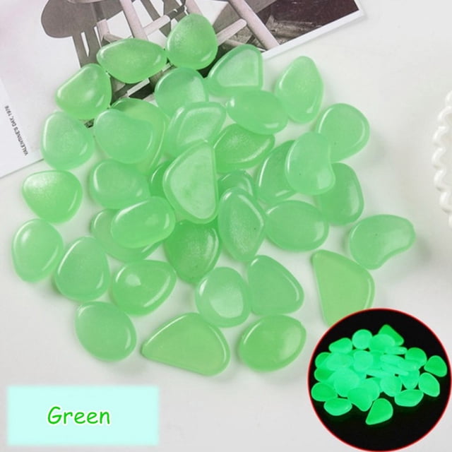 50PC Glow In The Dark Pebbles Luminous Stones Garden Walkaway Aquarium Fish Tank