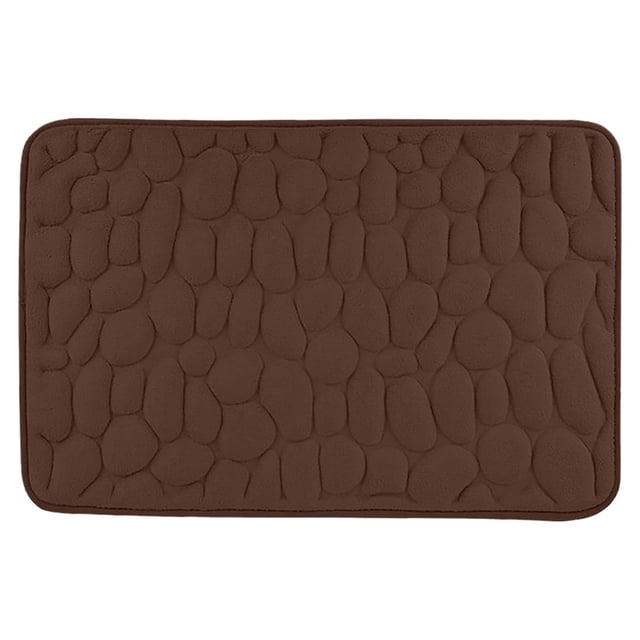 Matoen12 Polyester Water Absorbing Bath Rugs Memory Foam, Non-Slip Entrance Doormat Floor Mat for Bathroom Kitchen Toilet, Modern Style Home Decor Foot Mat, 20"x32", 1 Pack, Coffee, Rectangle