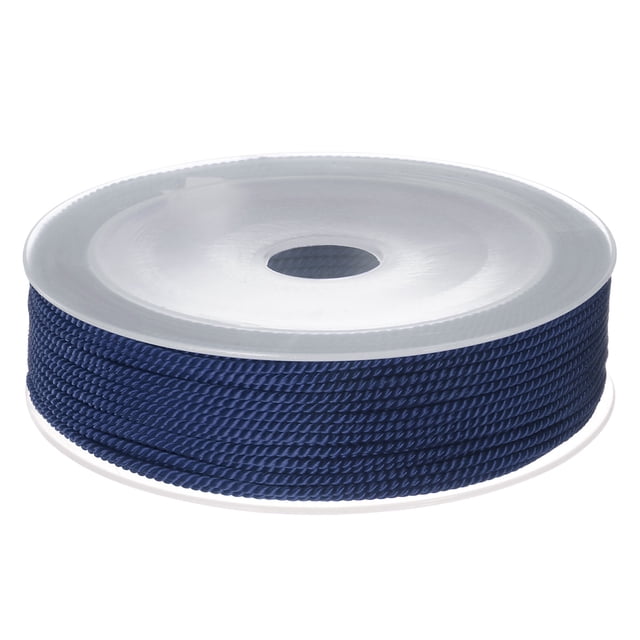 Unique Bargains Twisted Nylon Twine Thread Beading Cord 1.5mm 20M/65 Feet Extra Strong Braided Nylon String, Dark Blue