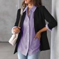 thumbnail image 4 of IROINID Rabais Chemises à Manches Longues pour Femmes à Col en V Détente Col Rabattu Blouse à Boutons Imprimée T-shirt, Violet, 4 of 6