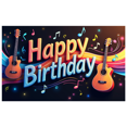 thumbnail image 3 of Musical Theme Happy Birthday Banner with Guitar and Notes Decorations Background Backdrop for Birthday Party Photography Props and Party Decor Supplies, 3 of 4