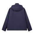 thumbnail image 3 of RXIRUCGD Men's Stitching Drawstring Hooded Slim Fashion Jacket Coat Outwear, Navy, Size: 3XL, 3 of 3