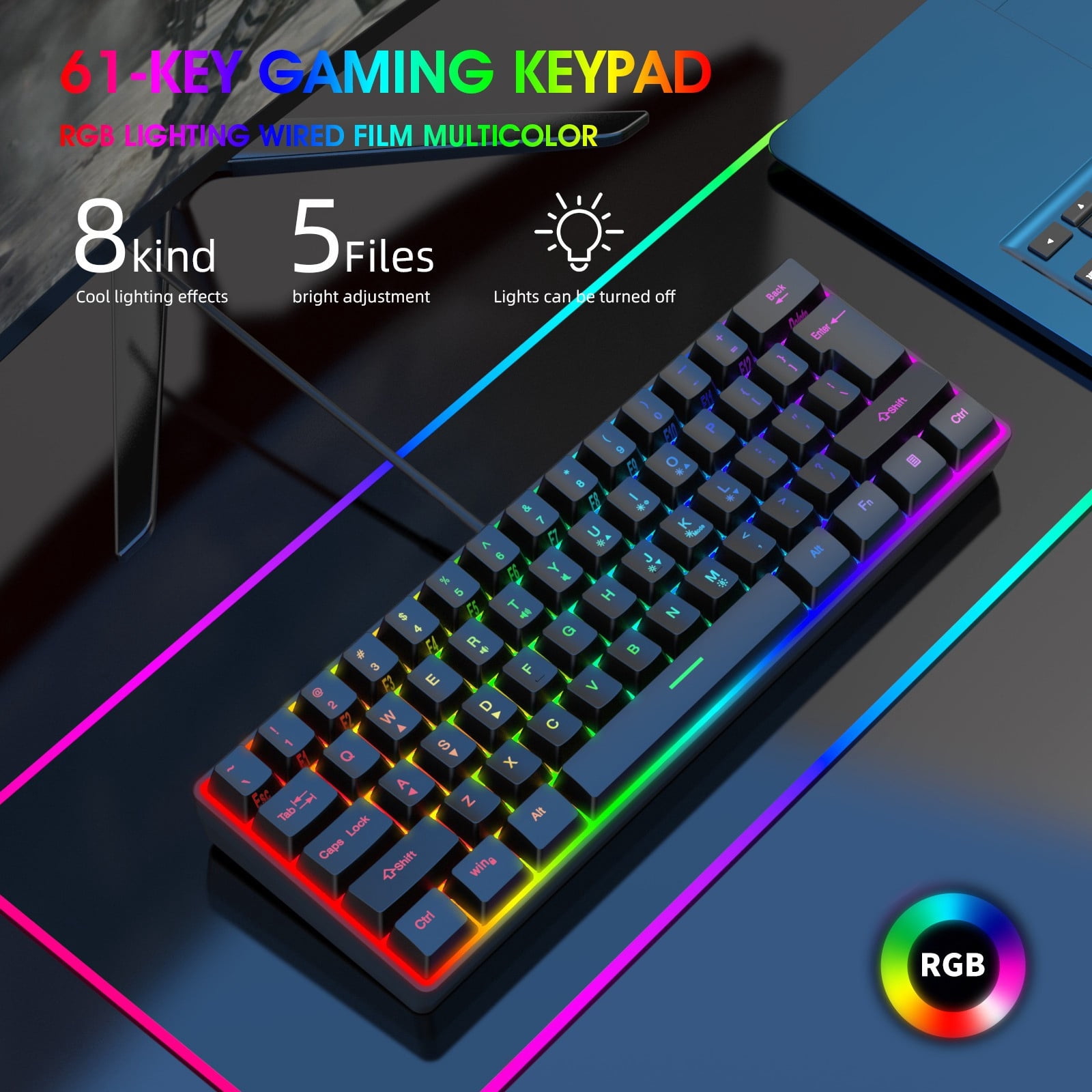 Suncoda Mechanical Keyboard, Russian Language Wired Illuminated Keyboard Mechanical Sense Gaming Keyboard Gaming Desktop Laptop Keyboard