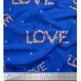 thumbnail image 1 of Soimoi Blue Poly Georgette Fabric Triangle & Floral Love Text Print Fabric by the Yard 52 Inch Wide, 1 of 3