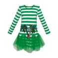 thumbnail image 1 of Girls Dress Green Coconut Tree Stripe Drop Waist Tutu 5 Years, 1 of 6