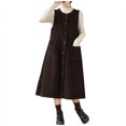 thumbnail image 3 of QATAINLAV Robe Débardeur en Velours Côtelé pour Femme à Boutons, Décontractée, Col Ras du Cou, Sans Manches, Robe Chasuble au-Dessus du Genou, Longue Robe Salopette avec Poches, Café m Ventes Prime, 3 of 6