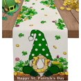 thumbnail image 1 of Shamrock Gnome St. Patricks Day Table Runner, Holiday Table Runners for Dining Table Decor Party, Kitchen Decor Burlap Table Runners 72 Inches Long, St Patricks Day Decorations Dresser Scarf 14x72in, 1 of 6