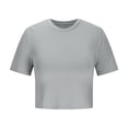 thumbnail image 4 of Yuyuzo Hauts de Sortie pour Femmes T-Shirts à Manches Courtes Col Ras du Cou Crop Top Décontracté Ajusté T-Shirts Basiques, 4 of 6