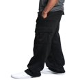 thumbnail image 3 of Men Fleece Sweatpants Cargo Trousers Drawstring Athletic Gym Workout Running Pants with Pocket Black XL, 3 of 6
