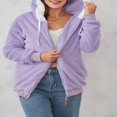 thumbnail image 3 of Womens Full Zip Up Sherpa Hoodie Fuzzy Fleece Jacket Oversized Fluffy Coat with Pockets, 3 of 9