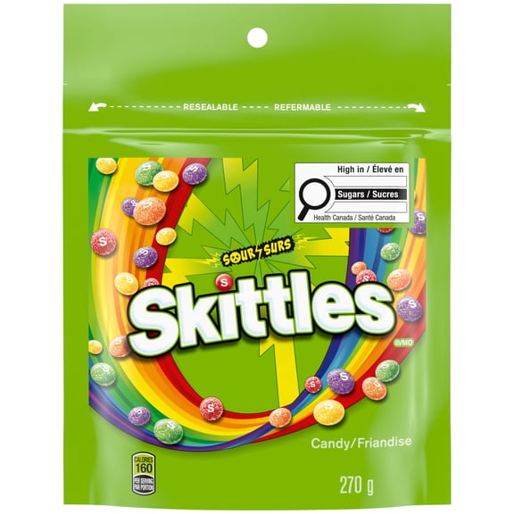 SKITTLES, Sour Chewy Candy, Bag, 270 g