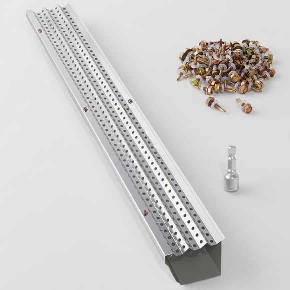 Aluminum Gutter Guard Mesh – 5 Inch Wide, 200FT Total, Corrosion-Resistant 0.275'' Holes, 0.02'' Thick, All-Purpose Fit for All Roof & Gutter Types, DIY Install, Screws & Tools Included