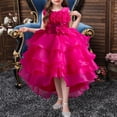 thumbnail image 2 of XDZJLR Girl Dresses Children'S Solid Color Irregular Mesh Lace Knee Length Trailing Wedding Puffy Princess Clothing, 2 of 4