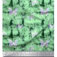 thumbnail image 1 of Soimoi Green Japan Crepe Satin Fabric Insect & Texture Print Fabric by The Yard 42 Inch Wide, 1 of 2
