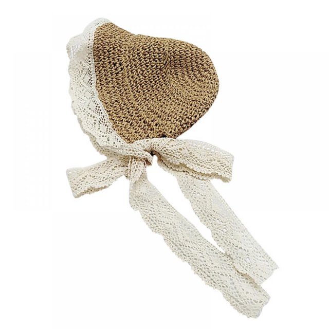 Chapeau d'Été en Paille pour Fillette, Nœud, Plage, Protection Solaire