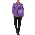 thumbnail image 2 of INSPIRE CHIC Men's Shirt Polka Dots Pattern Point Collar Long Sleeve Button Down Shirt 42 Purple, 2 of 7