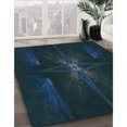 thumbnail image 3 of Ahgly Company Machine Washable Indoor Square Transitional Blue Jay Blue Area Rugs, 6' Square, 3 of 7