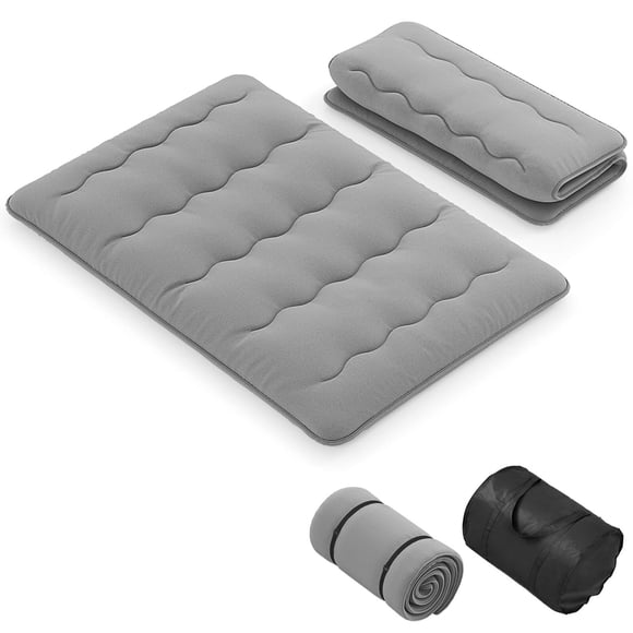 Costway Full Futon Mattress Japanese Floor Pad Washable Cover Carry Bag Gray