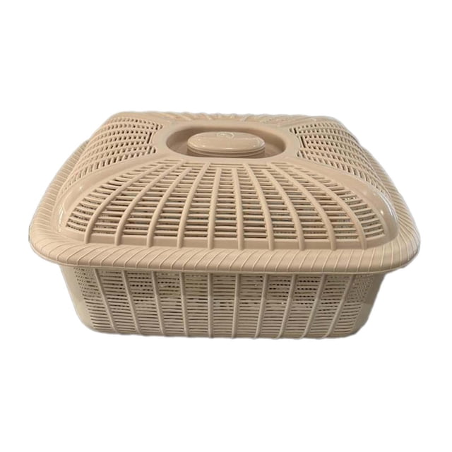 jifeng Fruit Basket with Lid Countertop for Kitchen Counter Bread Basket with Cover Khaki Medium