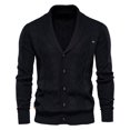 thumbnail image 1 of Mikilon Men's Sweater Cardigan Solid Color Lapel Long-Sleeved Knitted Jacket, 1 of 3