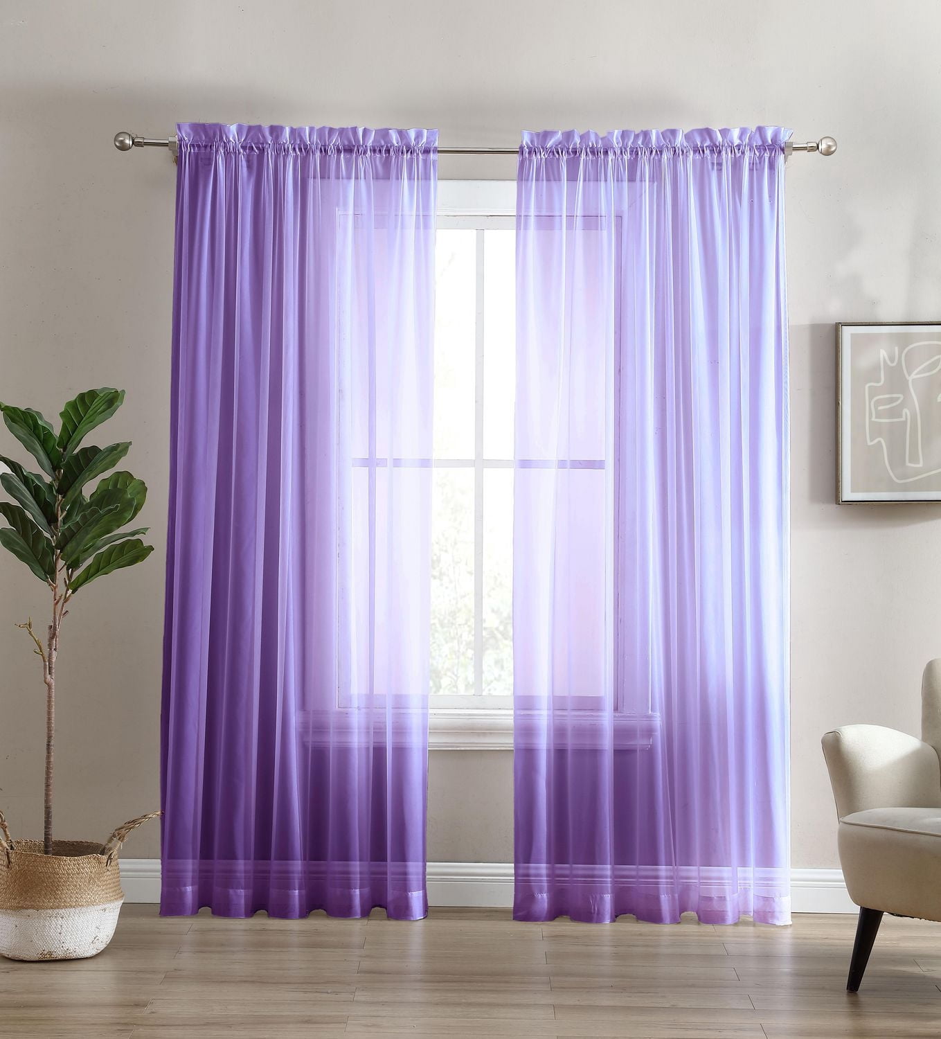 Swift Home Sheer Window Panel Curtain- 2 Pack