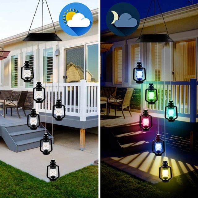Apmemiss Décoration de Jardin Liquidation Extérieur Carillon Éolien Solaire Coloré à DEL Carillon Éolien Rotatif Lumière de Cour Décoration Carillons Éoliens Ton Extérieur