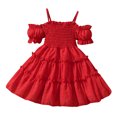thumbnail image 1 of Birdeem Robe à Manches Courtes Col Rond Filles Été Nouvelle Sans Manches Volants Dentelle Broderie Maille Princesse Jupe Nœud, 1 of 12