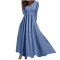 thumbnail image 2 of Pisexur Robe à Manches Longues à Col en V pour Femme Automne Hiver Décontractée Ample Couleur Unie Robe Longue à Manches Longues à Col en V Robe pour Femme en Liquidation, 2 of 6