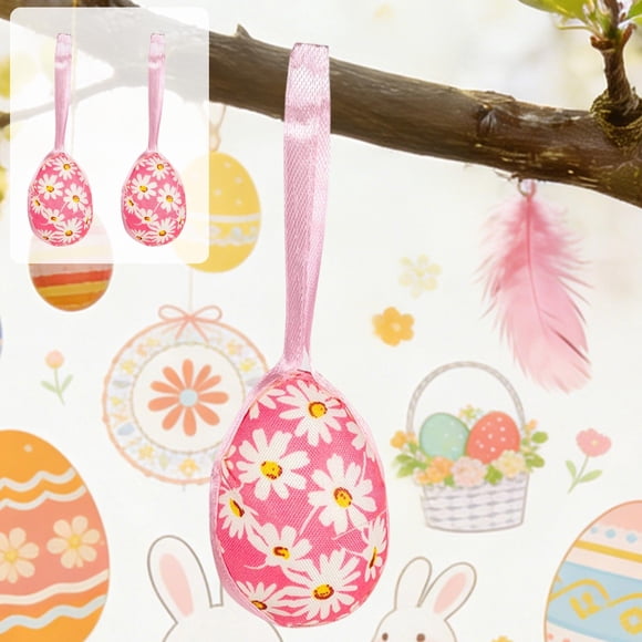 Dvkptbk Easter Wrapped Foam Egg Ornaments Floral Plaid Egg Decorations Personalized Party and Holiday Decor Hanging Accents easter decorations