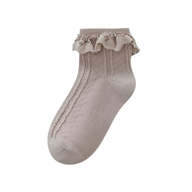 fatyb Girls Lace Ruffle Socks Cotton Dance Eyelet Crew Socks for Kids Cute Breathable Mesh Dress Socks