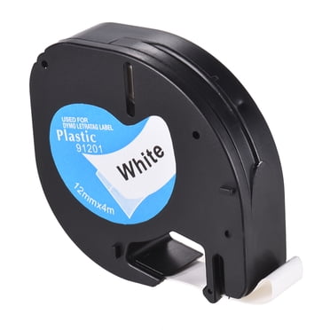 TFixolLabeling Tape 91201 Plastic Self-Adhesive Refills Black Print on White 1/2 Inch * 13 Feet 12mm * 4m for DYMO LT-100H Label Maker, 1 Roll