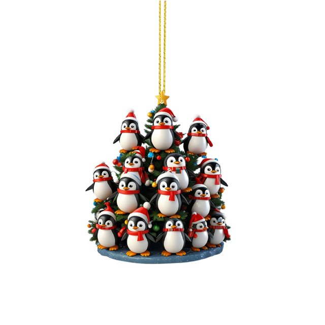 Binwennn Easter Decorations Christmas Tree Penguin Acrylic 2D Pendant Christmas Pendant Christmas Tree Shape Penguin Pendant Christmas Acrylic Pendant New Year Pendant