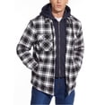 thumbnail image 3 of MAWCLOS Men's Flannel Hooded Coat Winter Plaid Jackets Black White S, 3 of 7