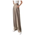 thumbnail image 3 of Sentmoon Wide Leg Pants for Women Plus Size High Waist Track Pants Loose Solid Color Breathable Straight Leg Sweatpants Fall Active for Relaxing at Home Khaki L, 3 of 6