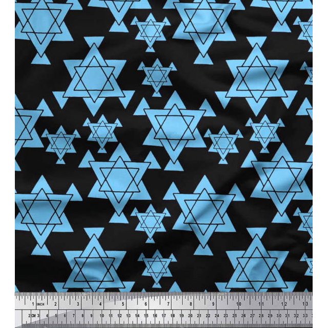 Soimoi Poly Georgette Fabric Star Tetrahedron Geometric Printed Fabric 1 Yard 52 Inch Wide