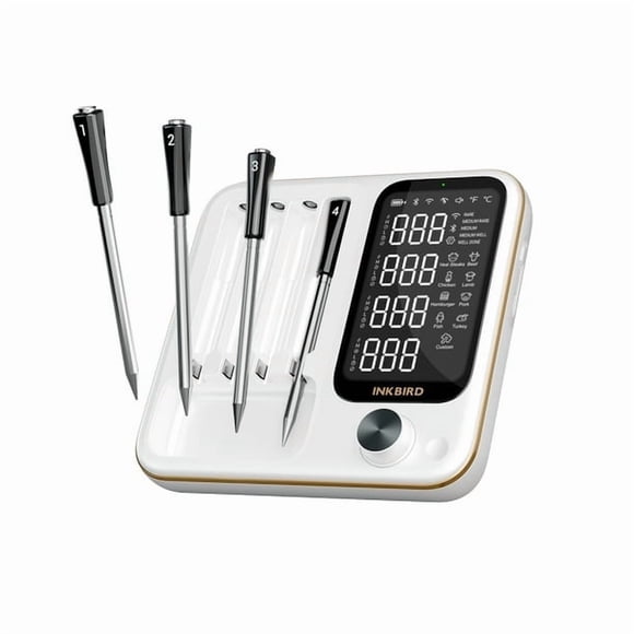 INKBIRD WiFi & Bluetooth Meat Thermometer with 4 Probes Unlimited Range Dishwasher Waterproof Bluetooth Thermometer for iOS & Android