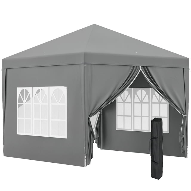 Outsunny 10'x10' Outdoor Pop Up Party Tent with Carrying Bag Light Grey