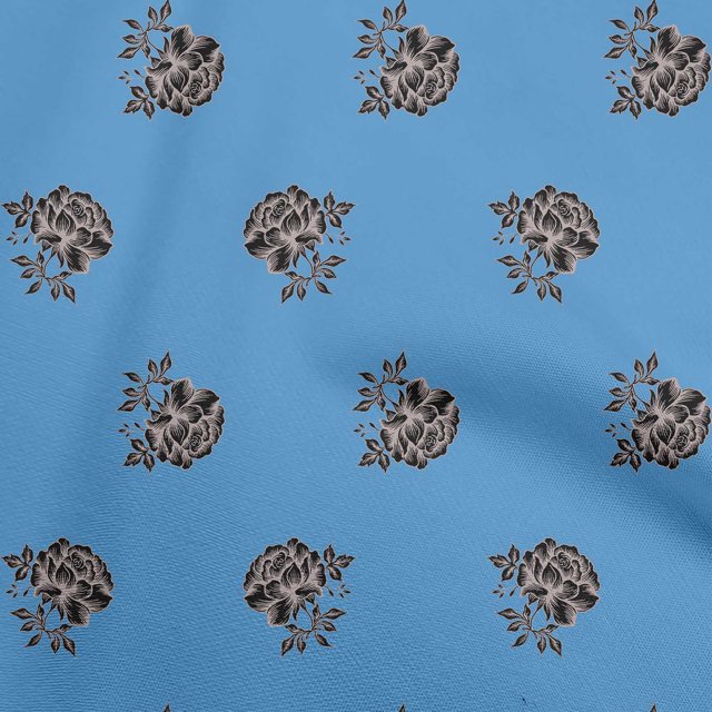 oneOone Cotton Silk Brown Fabric Floral Craft Projects Decor Fabric Printed By The Yard 42 Inch Wide