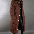 thumbnail image 1 of cllios Women Hooded Open Front Cardigan Cable Knit Sweaters Solid Color Button Down Chunky Long Sweater Coats with Pocket, 1 of 6