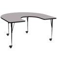 thumbnail image 1 of Mobile 60''W x 66''L Horseshoe Grey Thermal Laminate Activity Table - Standard Height Adjustable Legs, 1 of 3
