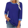 thumbnail image 1 of HAiming Chandails 3/4 pour Femmes, Hauts Habillés Décontractés, Blocs de Couleur, Col Ras du Cou, T-Shirts Basiques de Mode d'Automne, Vêtements, 1 of 7