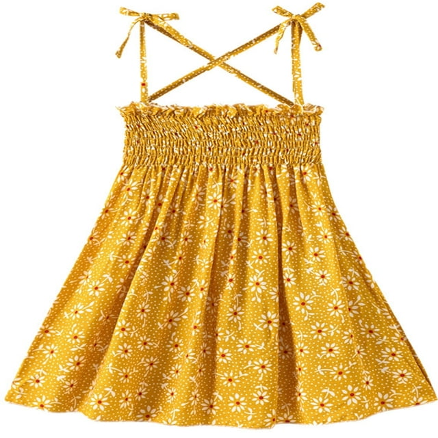 POINTERTECK Robe Décontractée d'Été à Bretelles à Volants à Fleurs pour Tout-Petit Fille