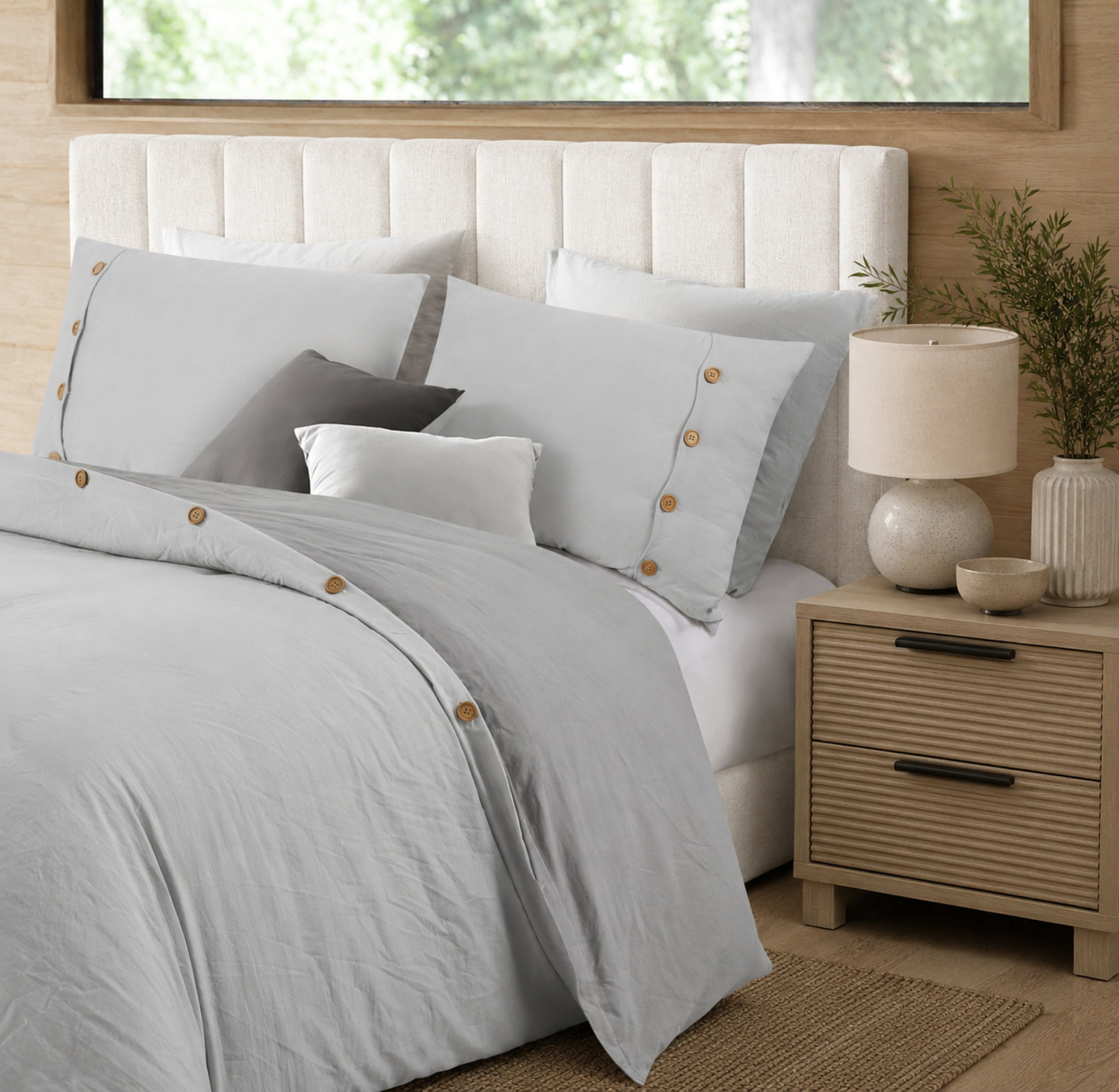 Swift Home Ensemble housse de couette réversible unie ultra douce avec fermeture décorative à boutons, Très grand lit