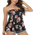 thumbnail image 4 of Women Off Shoulder Tube Tops Solid Floral Leopard Print Sleeveless Open Back Elastic Loose Tank Tops Camisoles Red L, 4 of 5