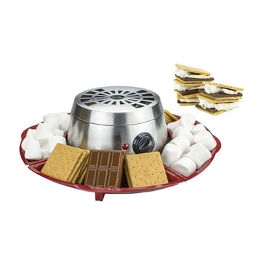 Brentwood Machine à S'mores électrique intérieure en acier inoxydable avec 4 plateaux et 4 fourchettes à rôtir
