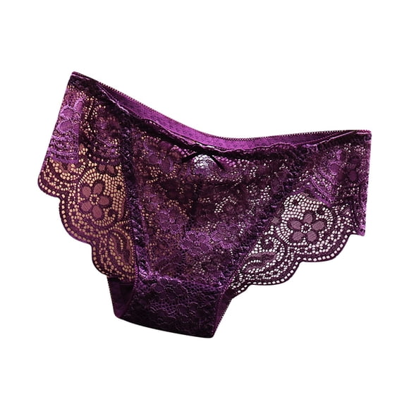 Fgnfyis Culottes pour Femmes Aguichant en Dentelle sous-Vêtements pour Femmes avec Taille Basse Séduisant Rehaussement Sans Style de Désir Pur Entrejambe en Coton Grand Respirant Pantalon Triangle Culottes pour Femmes Violet m