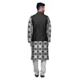 thumbnail image 3 of Atasi Ensemble Kurta Pyjama Imprimé Veste Col Mandarin Chemise Ethnique Traditionnelle, 3 of 5