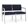 thumbnail image 1 of Lenox Steel Reception Waiting Room Loveseat / Silver Steel / Navy Blue, 1 of 5